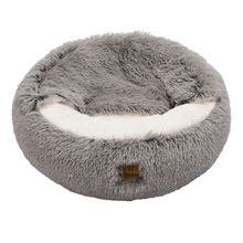 Snookie Hooded Donut Faux Chinchilla Dog Bed